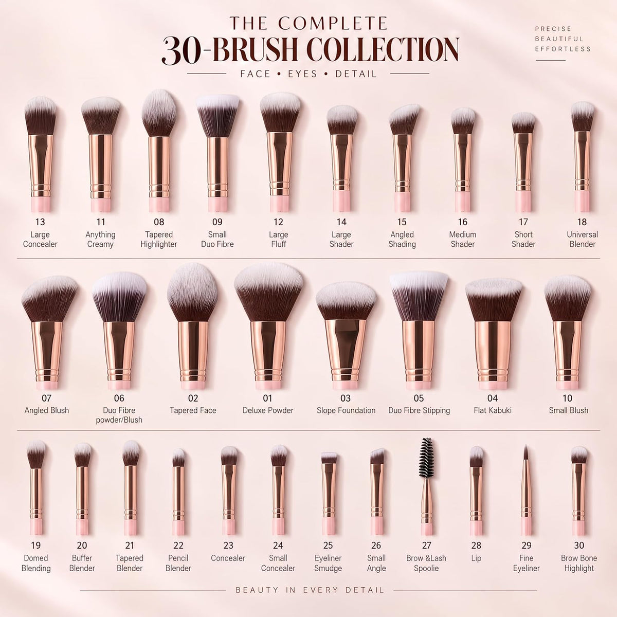Glowlee® 30Pcs PRO Makeup Brushes Set Ultra Soft Dense Hair (Pink)