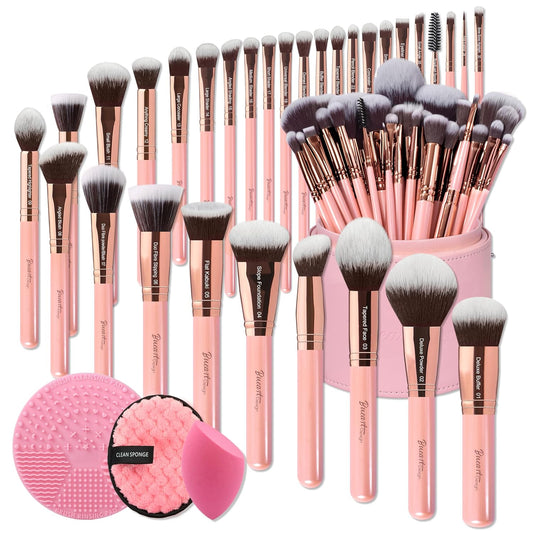 Glowlee® 30Pcs PRO Makeup Brushes Set Ultra Soft Dense Hair (Pink)